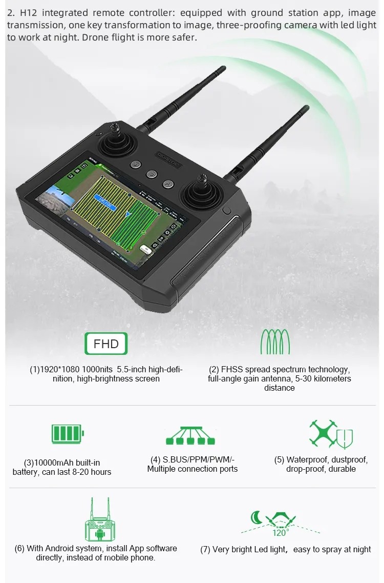 Long Flight Time Drone Power Sprayer 6 Axis Paylorad UAV Professional Drones