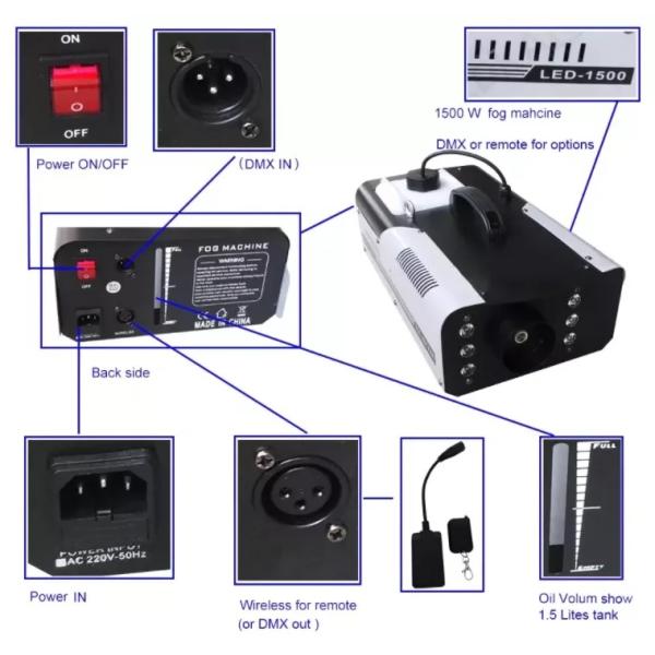DMX512 Control 1500W Smoke Fog Machine for Stage Lighting at Wedding Party