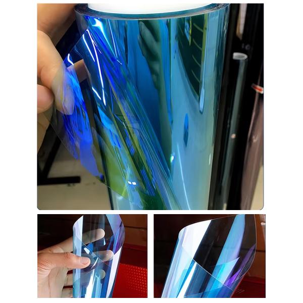Blue Colorful Chameleon Nano Ceramic PET Auto Tint Film Rainbow Car Window Film