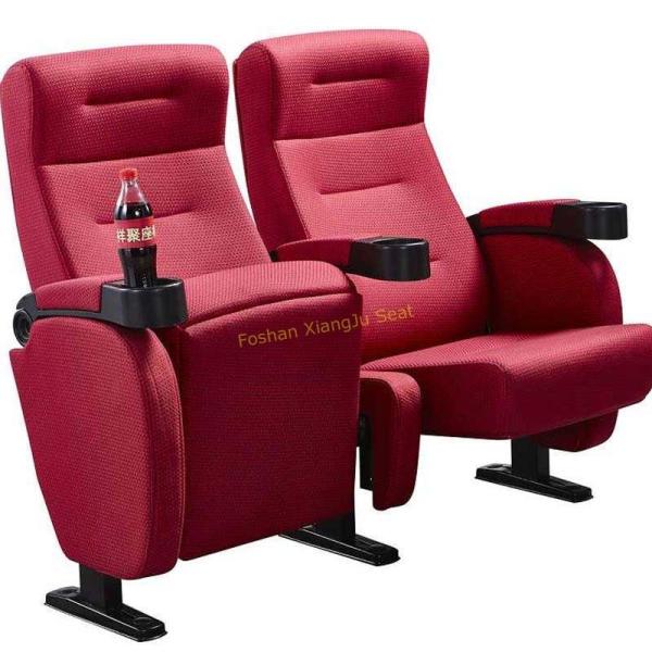 Quality Fire Resistant Red Fabric Folding Movie Theater Chairs Tip Up By Gravity for sale