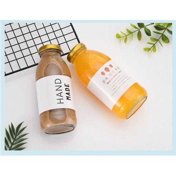 Round Glass Beverage Bottle 300ml 350ml 500ml Yoghurt Milkshake Milk With Label