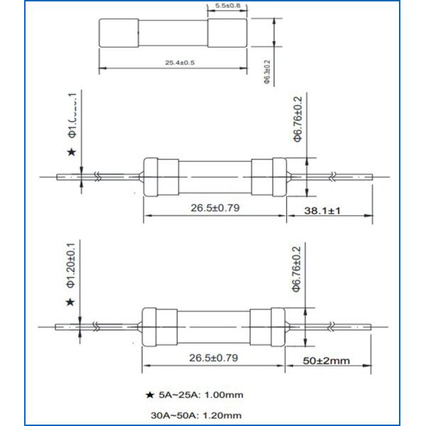 6x25mm Ceramic Cartridge Fuse Link 25A 30A 75V AF73 For 5G Communication Base Station