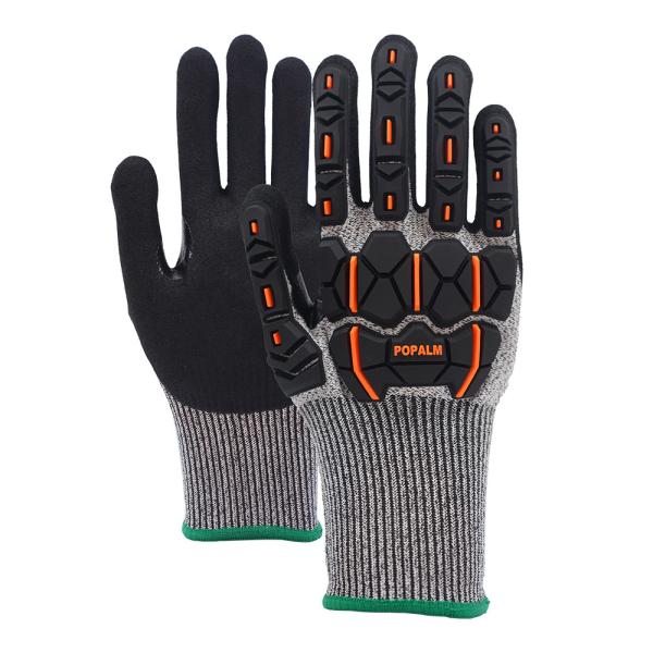 Quality 13 Gauge Heavy Duty Gardening Gloves Sandy Nitrile Coated TPR 4X43CP Impact Resistant Touchscreen Safety for sale