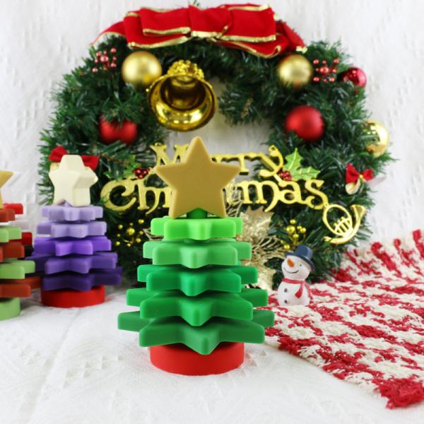 Quality Babe Soft Silicone Stacking Rings Blocks With Christmas Tree Shape for sale
