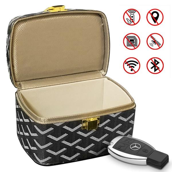 Quality Remote Control Pu Leather Car Key Fob Signal Blocking Box for sale