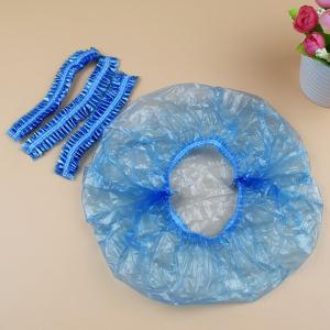 China Thickening Elastic PE Shower Cap Disposable 100-200Pcs for Salon Hotel Travel on sale