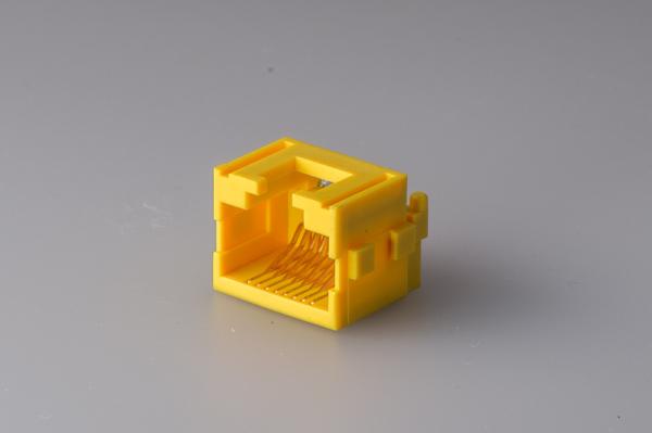 LCP SMT RJ45 Female Jack With Sinking Plate Yellow Brass Alloy For Networking