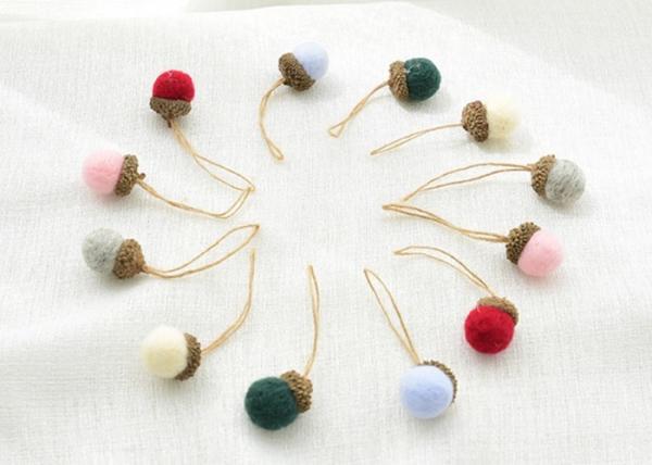 Quality 2.5*2 Cm Mini Wool Balls , Wool Garland Balls For Christmas Decoration for sale