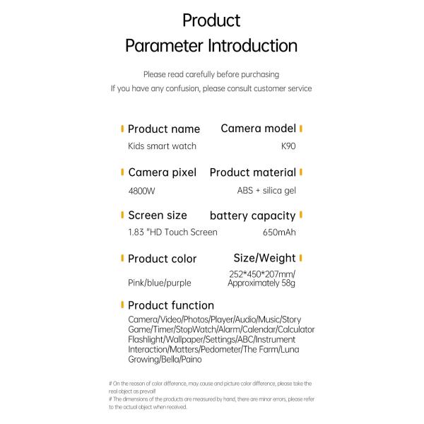 Baby's Personal Early Education Teacher K90 Kid Smartwatch Toy Adorable Cartoon Design