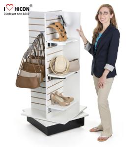 Catch Glance slatwall Display Stands Bag Store Wood Slotted Display Gondola H Shape