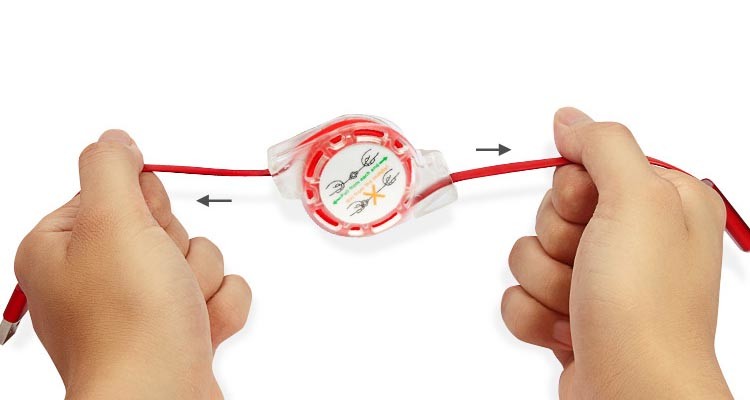 Scalable Flat 3 In 1 1.2m Retractable Charging Cable Micro USB To USB