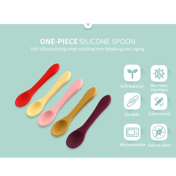 Safe BPA Free Silicone Infant Spoons Non Toxic Microwaveable