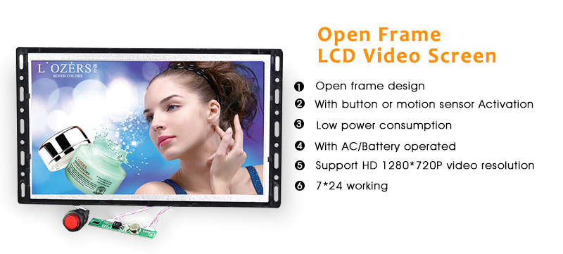 Open Frame Led Advertising Screen HD 1280X720P Video Resolution With Push Button