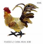 Art Collectible Metal Rooster Statue Trinket Box Roosters on Old Metal Trinket