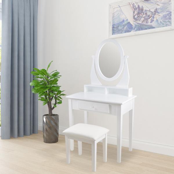 Quality Fashion Solid Wood White 75*80*40cm Mirrored Dressing Table Stool for sale
