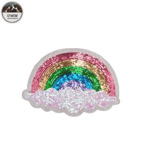 Buy cheap Colorful Rinbow Cloud Reverse Sequin Patch With Pin / Stick / Iron On Backing product