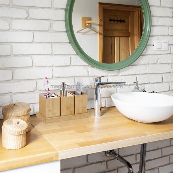 100% Natural Bamboo Sustainable Toothbrush Holder Cup Soap Dispenser Bath Set