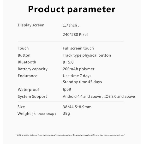 1.7 Inch TFT High-Definition 240*280pixel Full Screen Touch Temperature Monitoring Music Control Multiple Dials Q9PRO Smart Watch