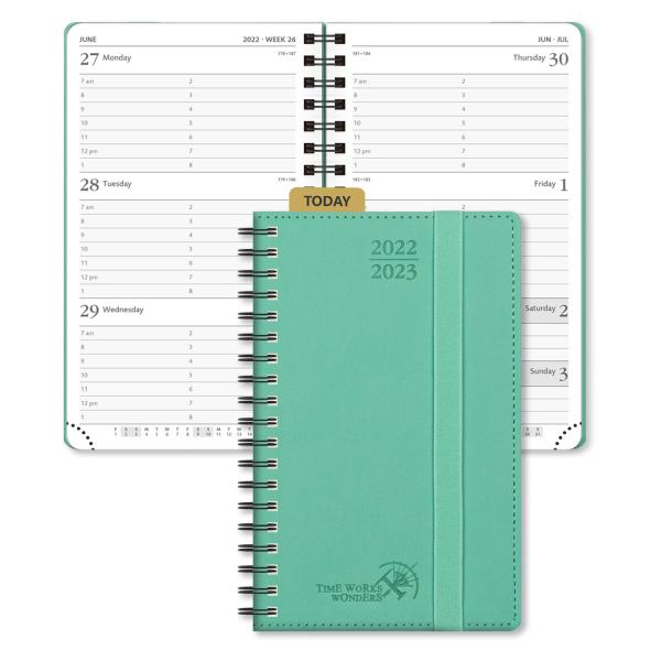 Quality Custom 4.25X6.75inch Mini Weekly Planner 2023 2023 Green PU Cover for sale