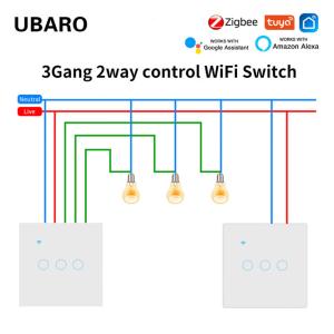 1000W Double Light Switch Neutral Wire Control 190g 3 Gang 2 Way Smart Switch Zigbee Smart Home Need Gateway