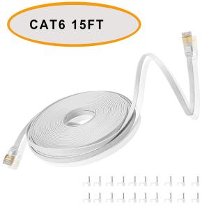 Buy cheap Cat 6 Ethernet Flat Patch Cable 50 Ft White Color Unshielded Twisted Pair product