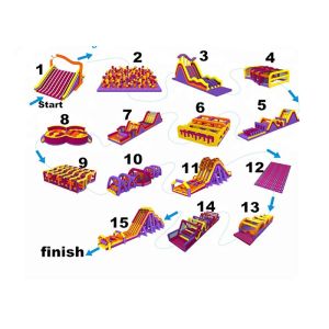 0.55mm PVC Tarpaulin Inflatable Obstacle Challenges / 5km Inflatable Run