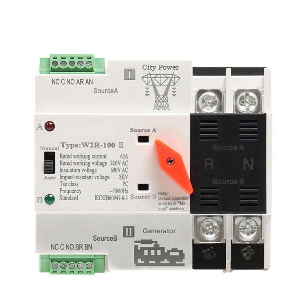 Quality 230V Solar Grid 2P Automatic Transfer Switch 16A 20A 25A 32A 40A 50A 63A 80A for sale
