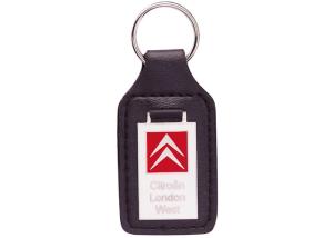 Custom Key Chains, Car Leather Pocket Keychain with Synthetic Enamel Emblem, Zinc Alloy with Nickel Plating