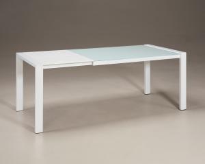 China Tempered Glass Top Extendable Glass Table DT-970 90cm Width For Showroom on sale