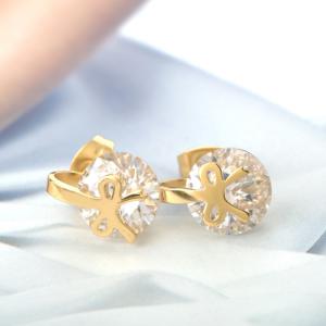 Buy cheap Stainless Steel Jewelry Bowknot earrings, Diamond Stud Earrings with gold color, Sweet Girls Fashion Jewelry product