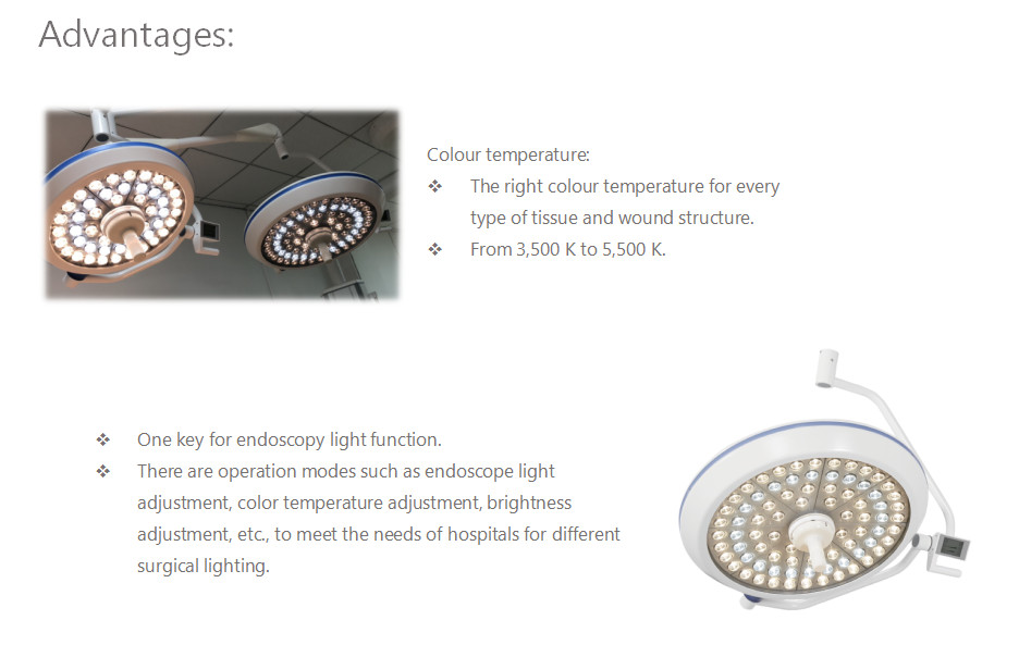 Adjustable Brightness/Color Temperature Precision Focus Surgical LED Shadowless lamp