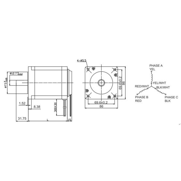 Industrial 12v 24v Nema 34 Brushless Dc Motor 660W 3000rpm 1.05-6.3N.M
