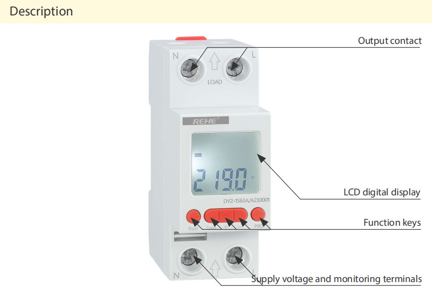 DV2-1S40A Digital LCD Under Voltage Over Voltage Auto Reset Protecter Device