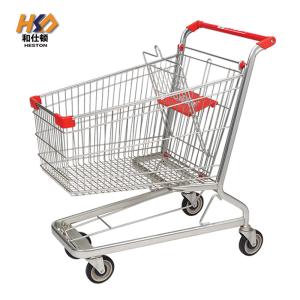 125L 900MM 4 Wheel Silver Basket Trolley With Wheels Grocery Shopping Trolley Q235