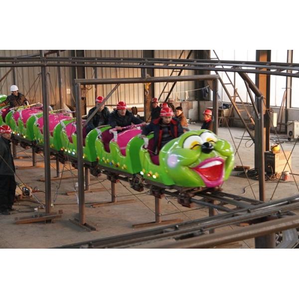 Green Worm Shape Kiddie Roller Coaster For Large Parks And Tourist Attractions