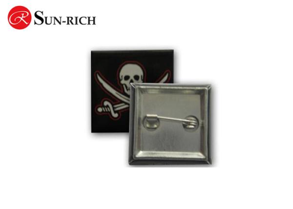 Quality 3 cm Square Tinplate Badges with tinplate base for sale