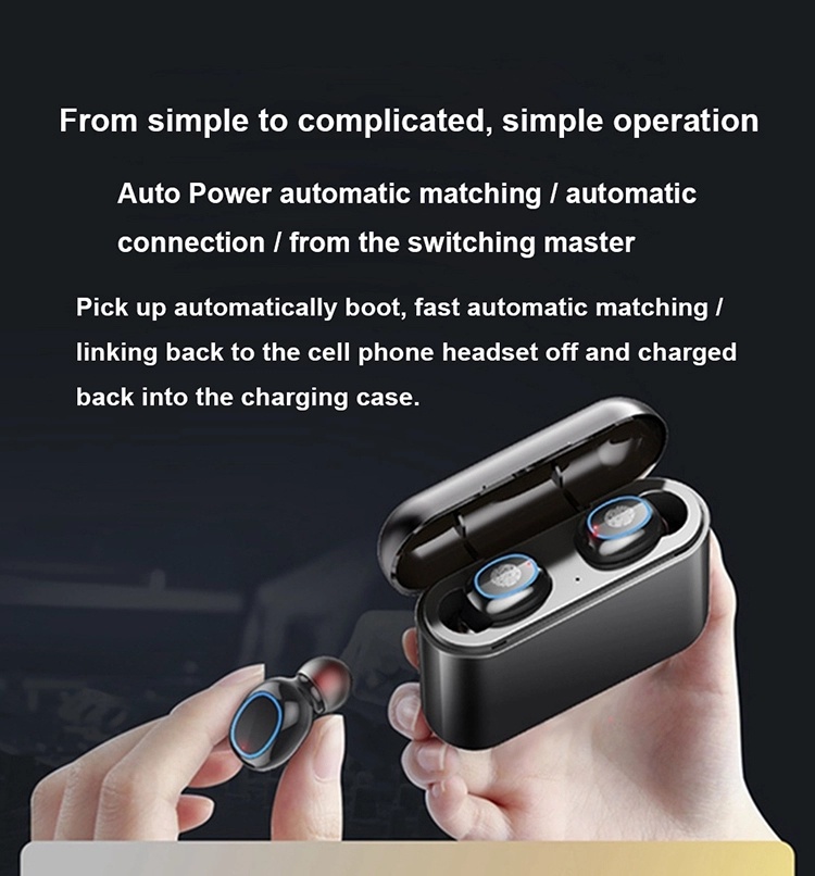 Binaural Tws Headphone Waterproof Earbuds Headphones Tws Touch Control Wireless Bluetooth Earphones Mini Earbuds 2600mAh Charging Box Earpieces