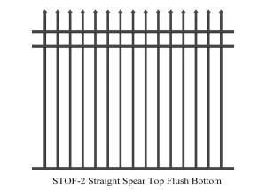 Garrison Fence 3 Rails Stright crimped Spear ,Bottom Flush Rails 1800mm x 3000mm stain black dupont powder