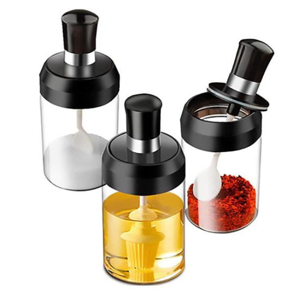 Quality kitchen Sugar Salt Spice Storage Containers Jars With Spoon for sale
