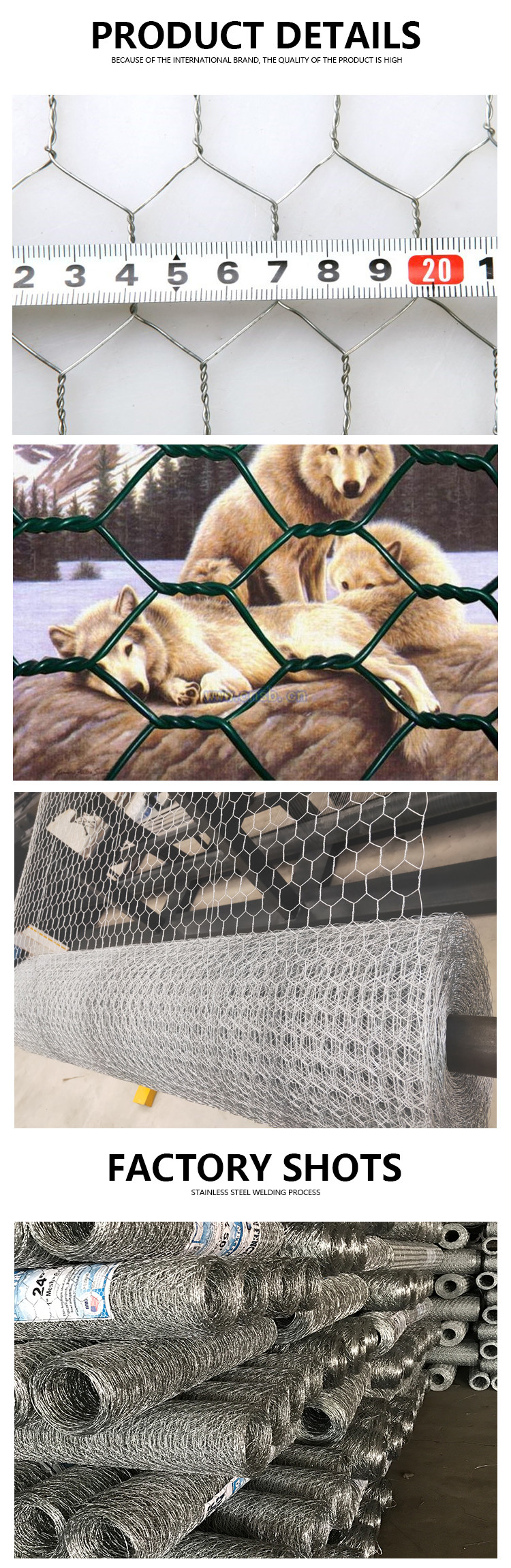 Chicken Protecting Galvanized Hexagonal Wire Mesh Durable Construction