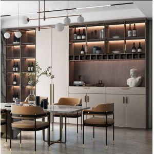 Buy cheap The Wine Cabinet With Khaki Door Panels Contains Yellow Led Lights product