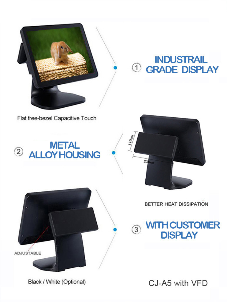 CNC Metal Alloy Stand Restaurant Pos System , LCD TFT Android Point Of Sale System