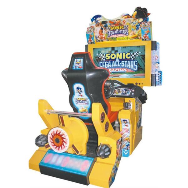 Quality Arcade game yellow color fiberglass material high definition LCD racing simulation for sale
