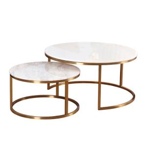 China Modern Design Metal Base Marble Coffee Table Set on sale