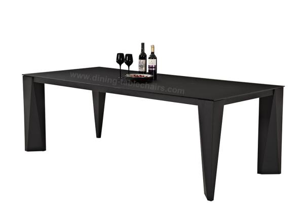 Quality Modern Rectangular Glass Dining Table 2.2 Meter Black Frosted Wear Resistance for sale