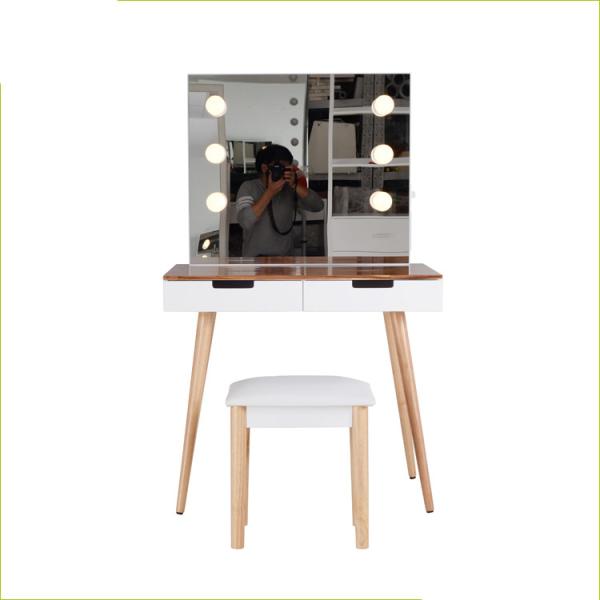 Quality UL Power Strip Rubberwood Foot Solid Acacia Makeup Dressing Tables for sale