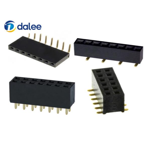Gold Plated Female Header Connector 1.27mm Pitch DIP Type Single / Dual Row