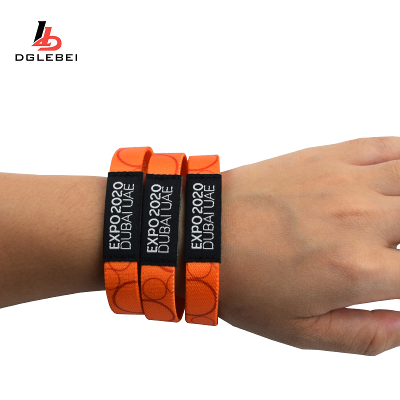 Sublimation Polyester Elastic Fabric Wristband Bracelets Die Cutting Printing Custom