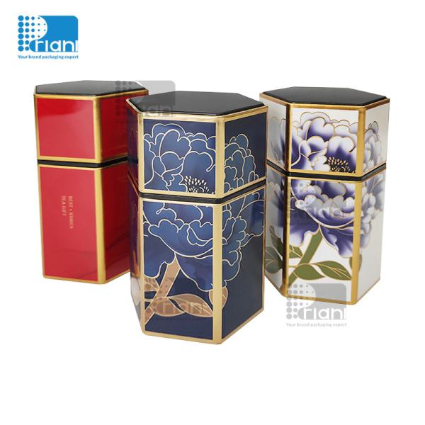 Quality 170ml-3000ml Metal Tea Tins , Custom Printing Tea Tin Box With Easy Open Lids for sale