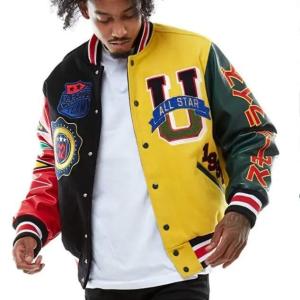 China                  Embroidery Patches Custom Men Letterman Jacket Baseball Leather Street Plus Size Coat Varsity Jacket for Men              on sale